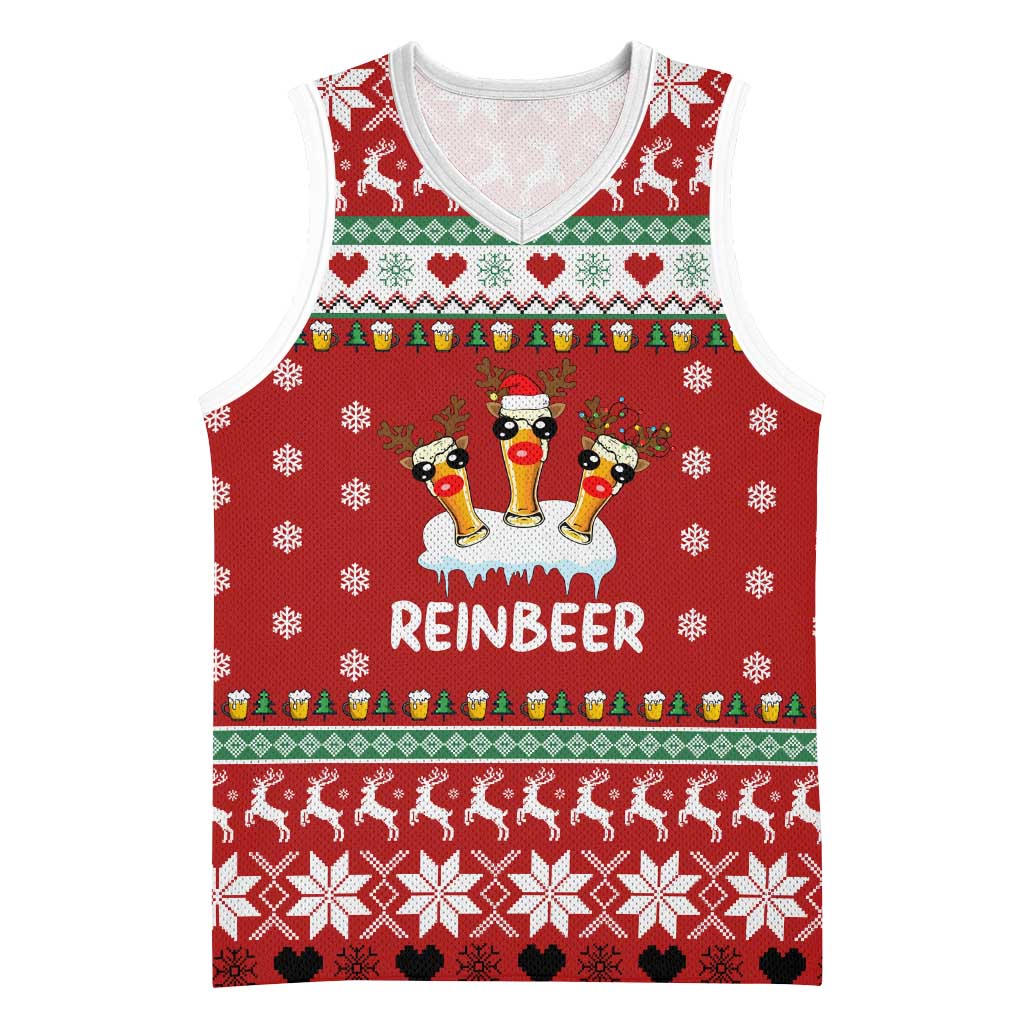 Funny Reindeer Reinbeer Christmas Basketball Jersey Xmas Holiday Patterns - Wonder Print Shop