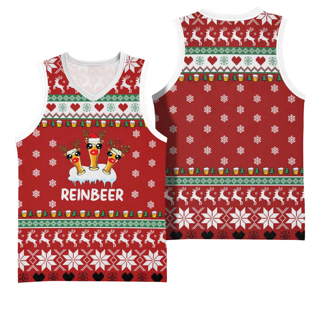Funny Reindeer Reinbeer Christmas Basketball Jersey Xmas Holiday Patterns - Wonder Print Shop