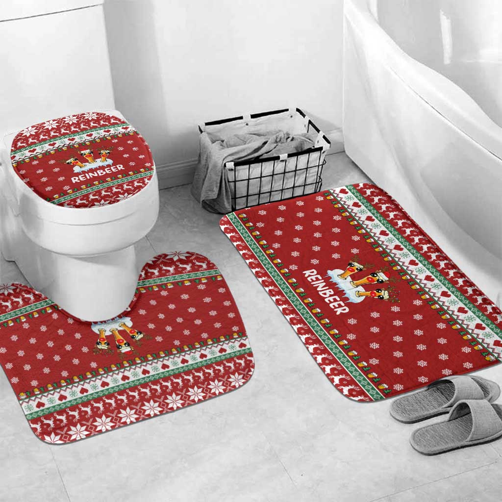 Funny Reindeer Reinbeer Christmas Bathroom Set Xmas Holiday Patterns - Wonder Print Shop