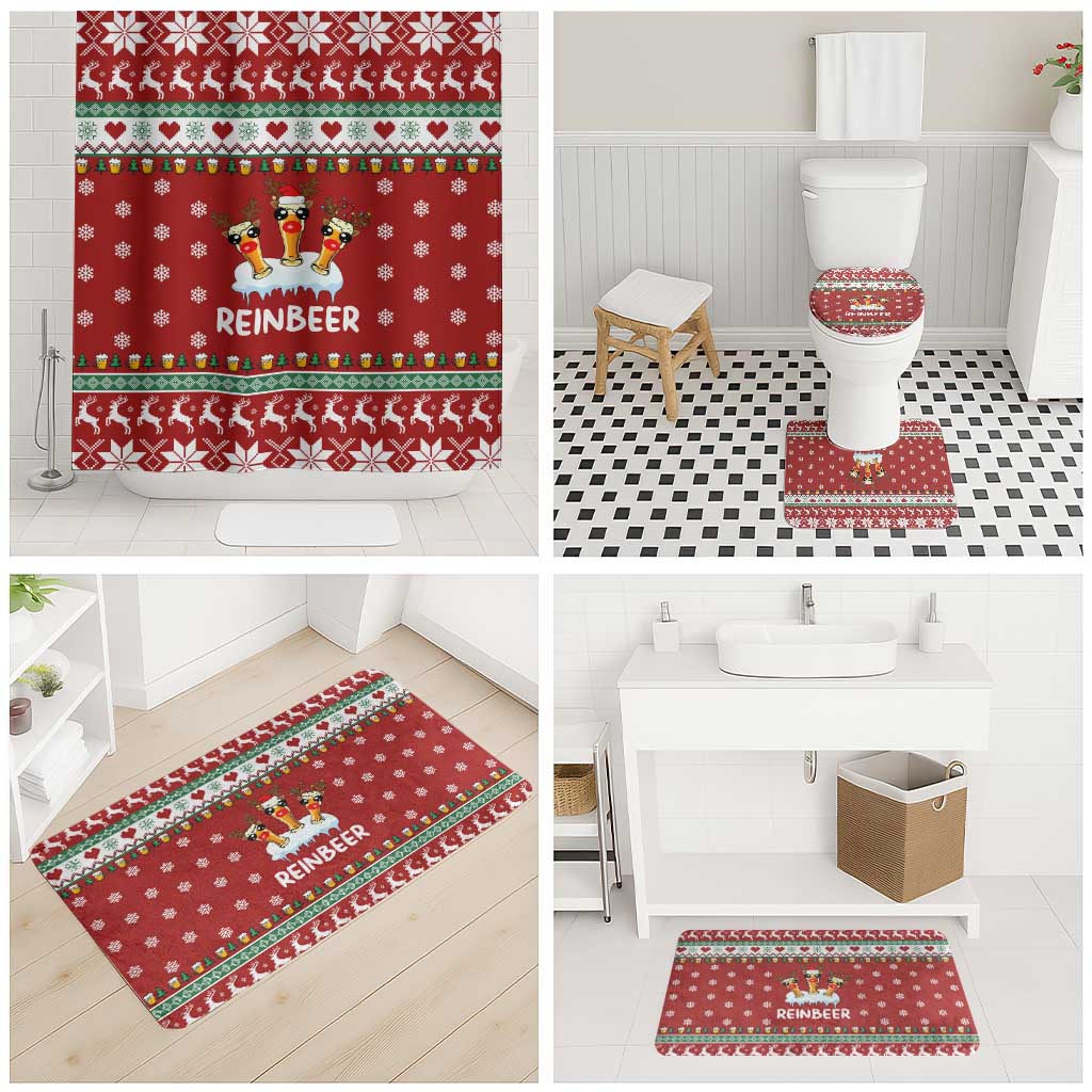 Funny Reindeer Reinbeer Christmas Bathroom Set Xmas Holiday Patterns - Wonder Print Shop