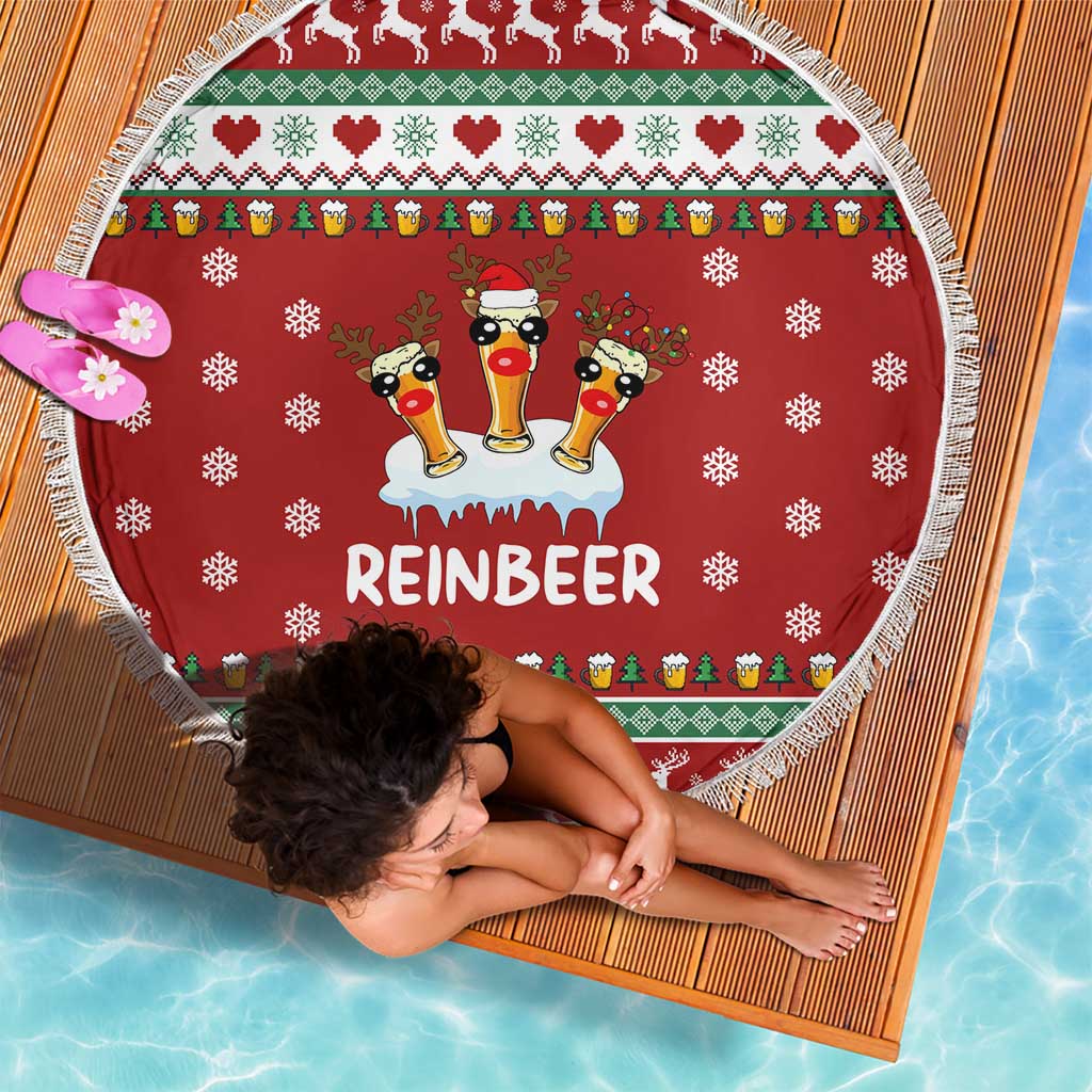 Funny Reindeer Reinbeer Christmas Beach Blanket Xmas Holiday Patterns - Wonder Print Shop