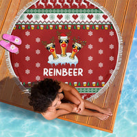 Funny Reindeer Reinbeer Christmas Beach Blanket Xmas Holiday Patterns - Wonder Print Shop