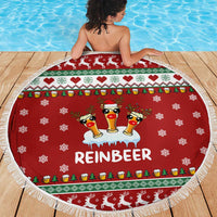 Funny Reindeer Reinbeer Christmas Beach Blanket Xmas Holiday Patterns - Wonder Print Shop