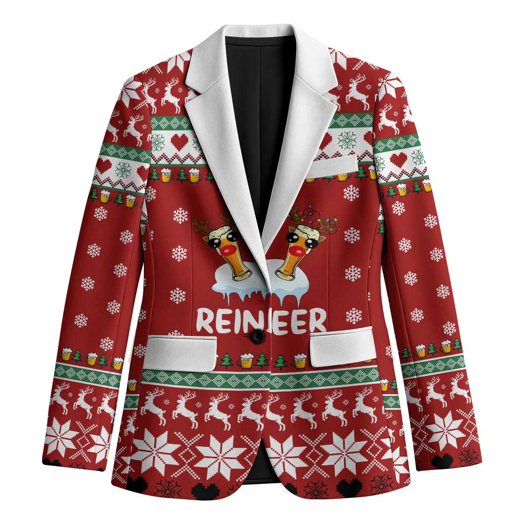 Funny Reindeer Reinbeer Christmas Blazer Xmas Holiday Patterns - Wonder Print Shop