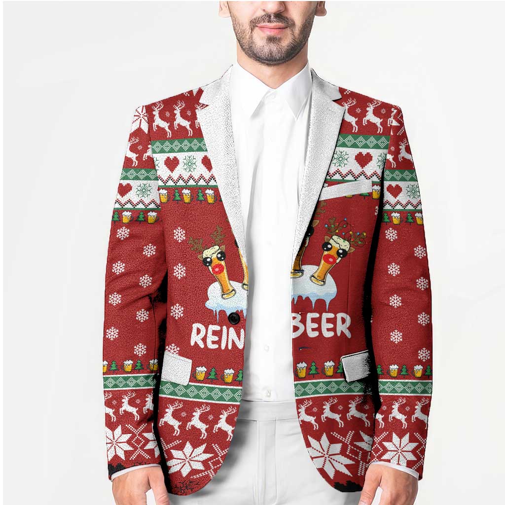 Funny Reindeer Reinbeer Christmas Blazer Xmas Holiday Patterns - Wonder Print Shop