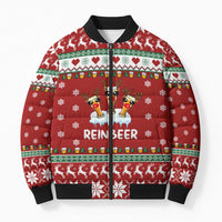 Funny Reindeer Reinbeer Christmas Bomber Puffer Jacket Xmas Holiday Patterns - Wonder Print Shop