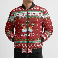 Funny Reindeer Reinbeer Christmas Bomber Puffer Jacket Xmas Holiday Patterns - Wonder Print Shop