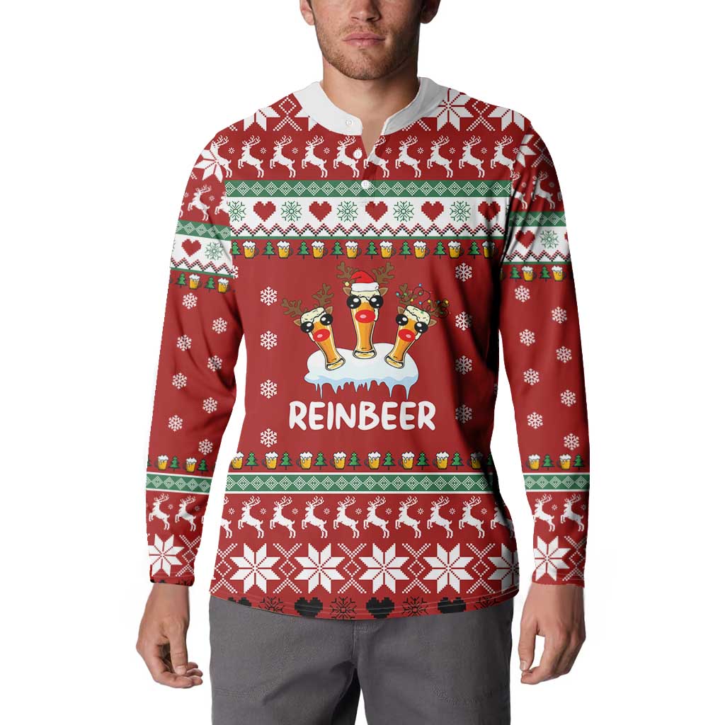 Funny Reindeer Reinbeer Christmas Button Sweatshirt Xmas Holiday Patterns - Wonder Print Shop