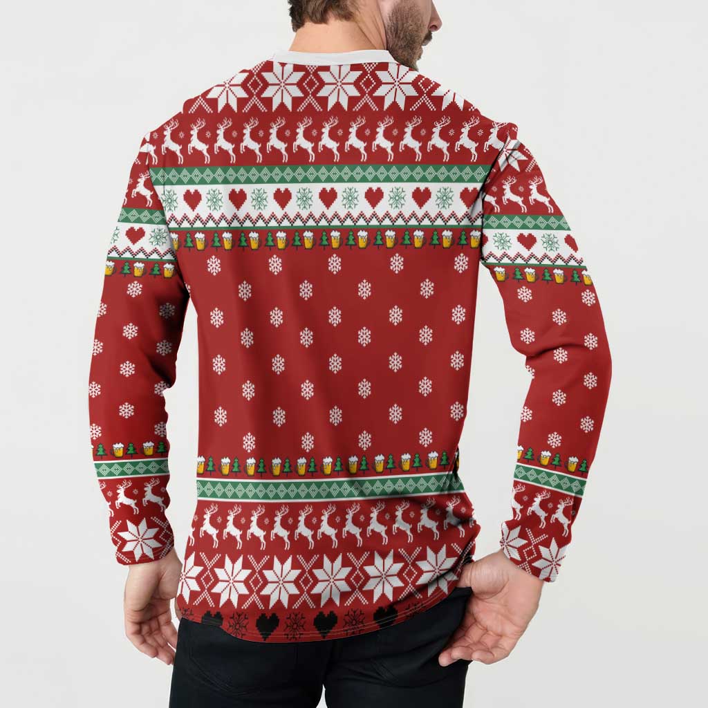 Funny Reindeer Reinbeer Christmas Button Sweatshirt Xmas Holiday Patterns - Wonder Print Shop