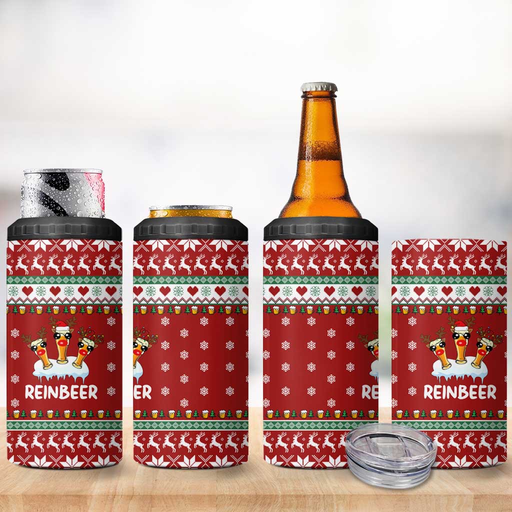 Funny Reindeer Reinbeer Christmas 4 in 1 Can Cooler Tumbler Xmas Holiday Patterns - Wonder Print Shop