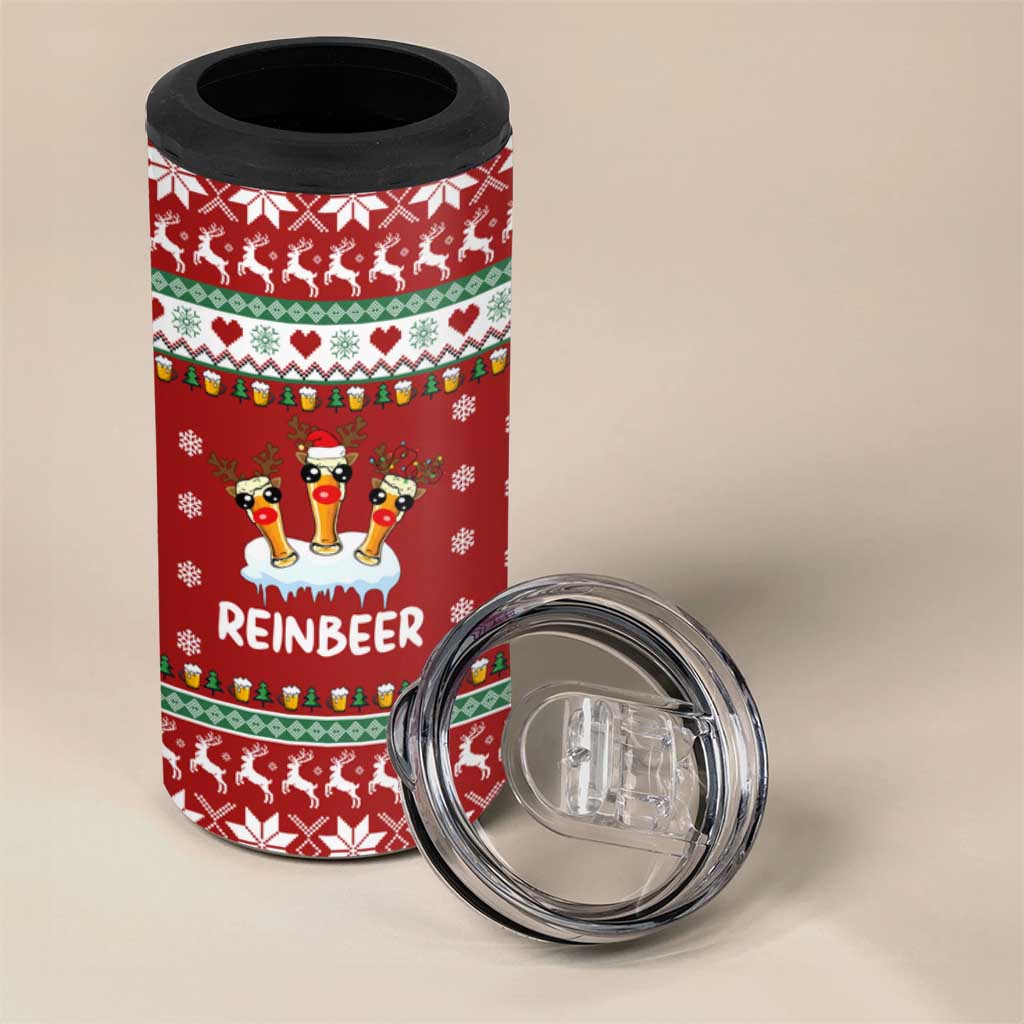 Funny Reindeer Reinbeer Christmas 4 in 1 Can Cooler Tumbler Xmas Holiday Patterns - Wonder Print Shop