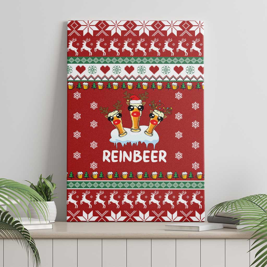 Funny Reindeer Reinbeer Christmas Canvas Wall Art Xmas Holiday Patterns - Wonder Print Shop