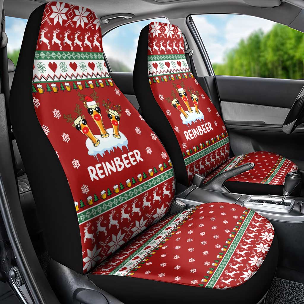Funny Reindeer Reinbeer Christmas Car Seat Cover Xmas Holiday Patterns - Wonder Print Shop