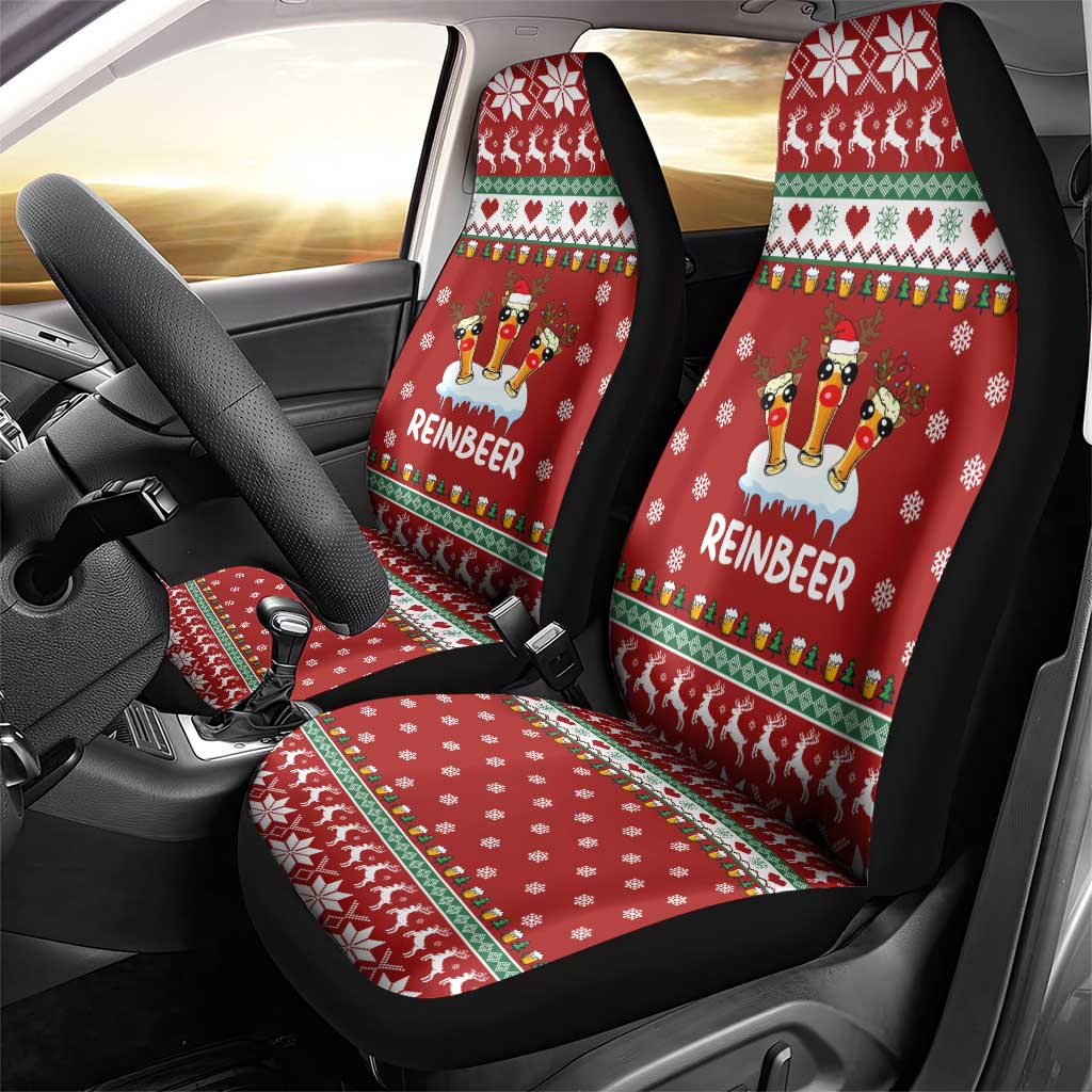 Funny Reindeer Reinbeer Christmas Car Seat Cover Xmas Holiday Patterns - Wonder Print Shop