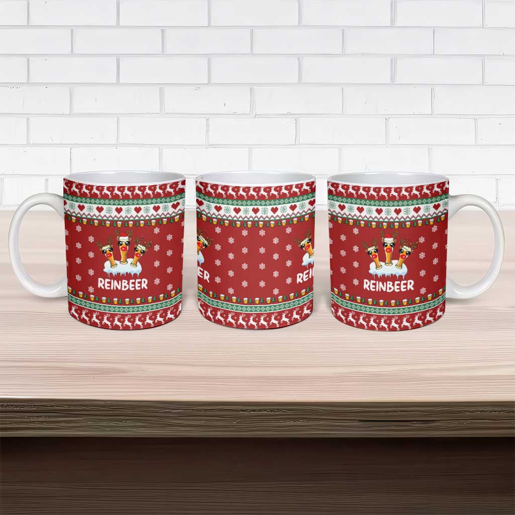 Funny Reindeer Reinbeer Christmas Ceramic Mug Xmas Holiday Patterns - Wonder Print Shop