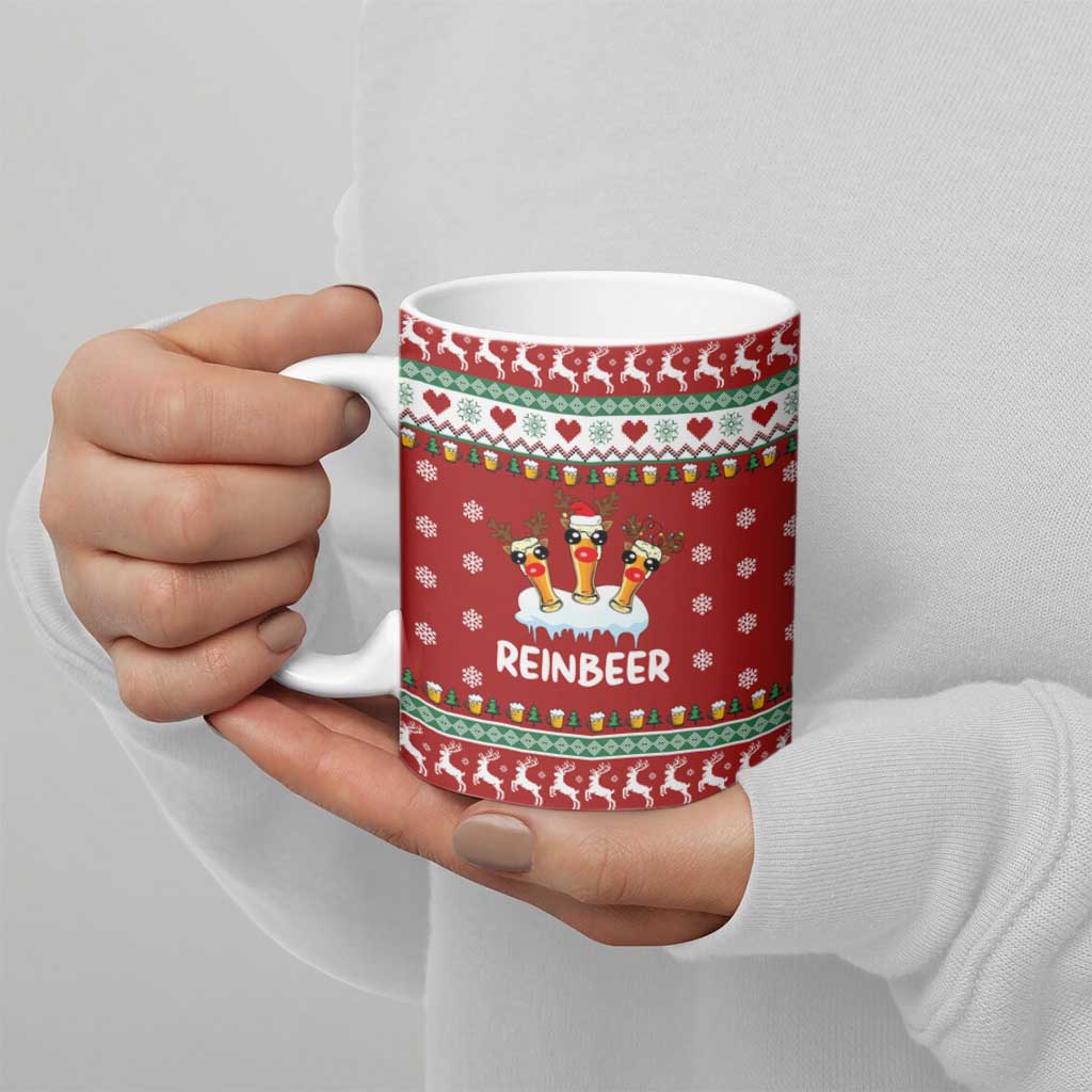 Funny Reindeer Reinbeer Christmas Ceramic Mug Xmas Holiday Patterns - Wonder Print Shop
