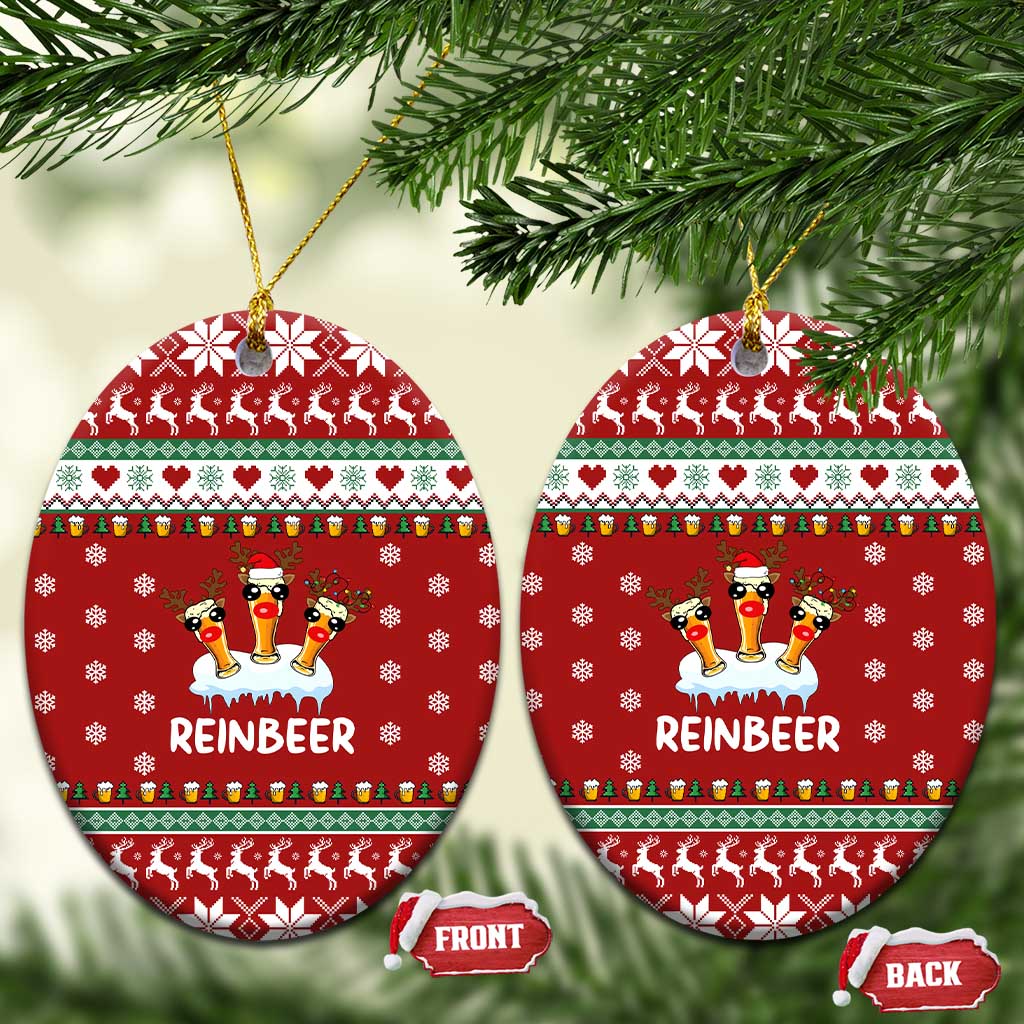 Funny Reindeer Reinbeer Christmas Ceramic Ornament Xmas Holiday Patterns - Wonder Print Shop