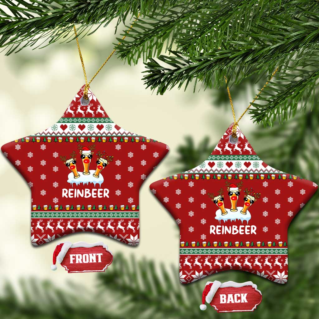 Funny Reindeer Reinbeer Christmas Ceramic Ornament Xmas Holiday Patterns - Wonder Print Shop