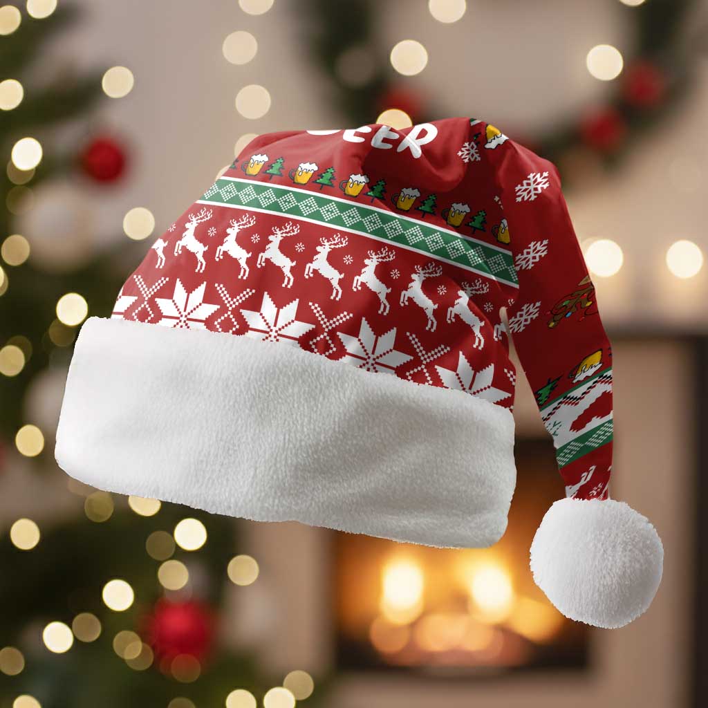 Funny Reindeer Reinbeer Christmas Santa Hat Xmas Holiday Patterns - Wonder Print Shop
