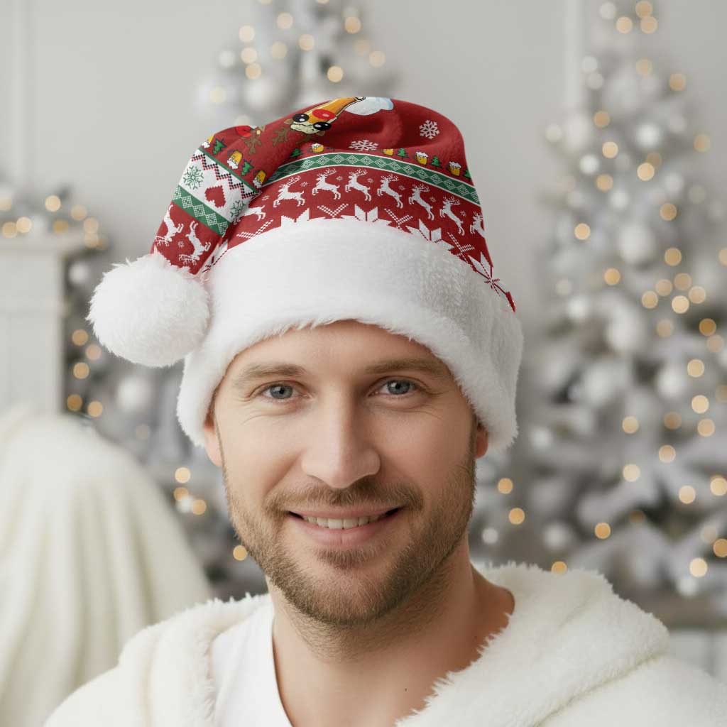 Funny Reindeer Reinbeer Christmas Santa Hat Xmas Holiday Patterns - Wonder Print Shop