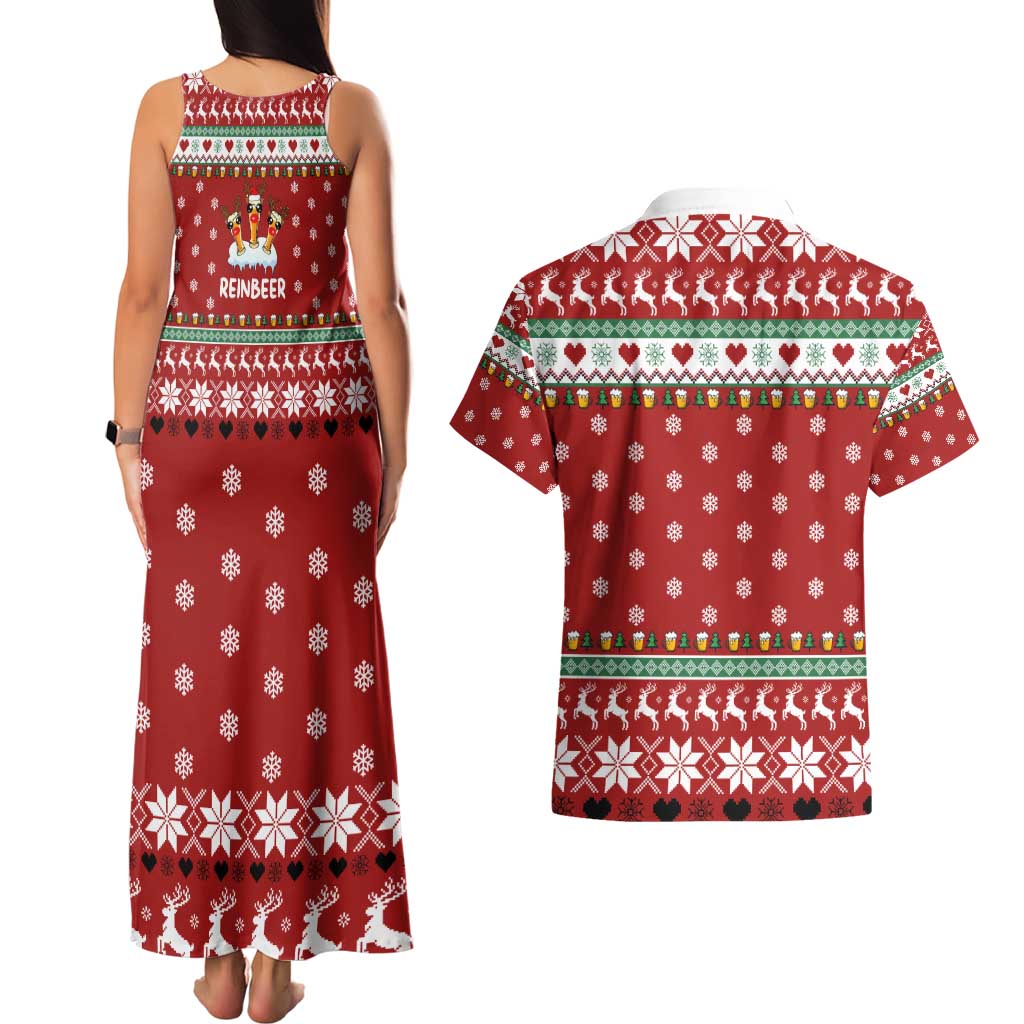 Funny Reindeer Reinbeer Christmas Couples Matching Tank Maxi Dress and Hawaiian Shirt Xmas Holiday Patterns - Wonder Print Shop