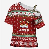 Funny Reindeer Reinbeer Christmas Cross Shoulder Shirt Xmas Holiday Patterns - Wonder Print Shop