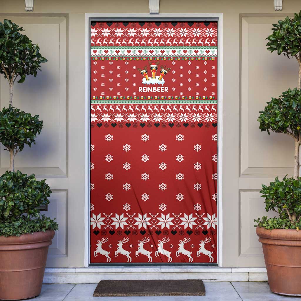 Funny Reindeer Reinbeer Christmas Door Cover Xmas Holiday Patterns - Wonder Print Shop