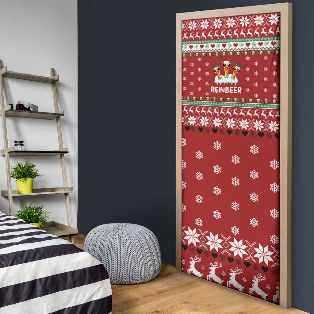 Funny Reindeer Reinbeer Christmas Door Cover Xmas Holiday Patterns - Wonder Print Shop