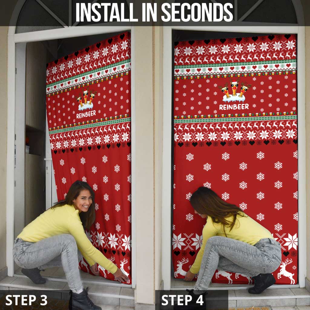 Funny Reindeer Reinbeer Christmas Door Cover Xmas Holiday Patterns - Wonder Print Shop