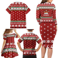 Funny Reindeer Reinbeer Christmas Family Matching Long Sleeve Bodycon Dress and Hawaiian Shirt Xmas Holiday Patterns - Wonder Print Shop