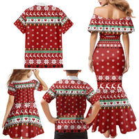 Funny Reindeer Reinbeer Christmas Family Matching Mermaid Dress and Hawaiian Shirt Xmas Holiday Patterns - Wonder Print Shop