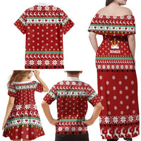 Funny Reindeer Reinbeer Christmas Family Matching Off Shoulder Maxi Dress and Hawaiian Shirt Xmas Holiday Patterns - Wonder Print Shop