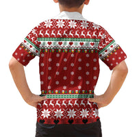 Funny Reindeer Reinbeer Christmas Family Matching Off Shoulder Short Dress and Hawaiian Shirt Xmas Holiday Patterns - Wonder Print Shop