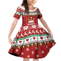 Funny Reindeer Reinbeer Christmas Family Matching Off Shoulder Short Dress and Hawaiian Shirt Xmas Holiday Patterns - Wonder Print Shop