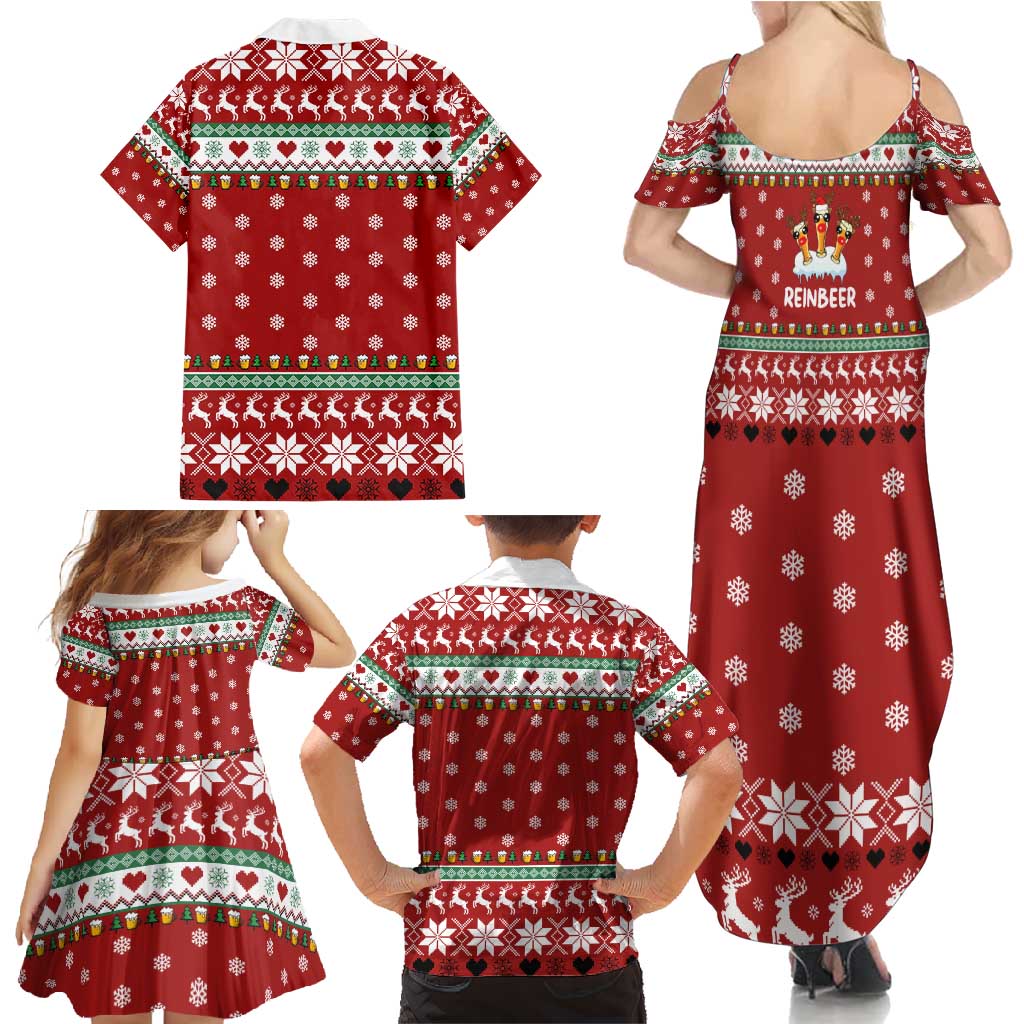 Funny Reindeer Reinbeer Christmas Family Matching Summer Maxi Dress and Hawaiian Shirt Xmas Holiday Patterns - Wonder Print Shop