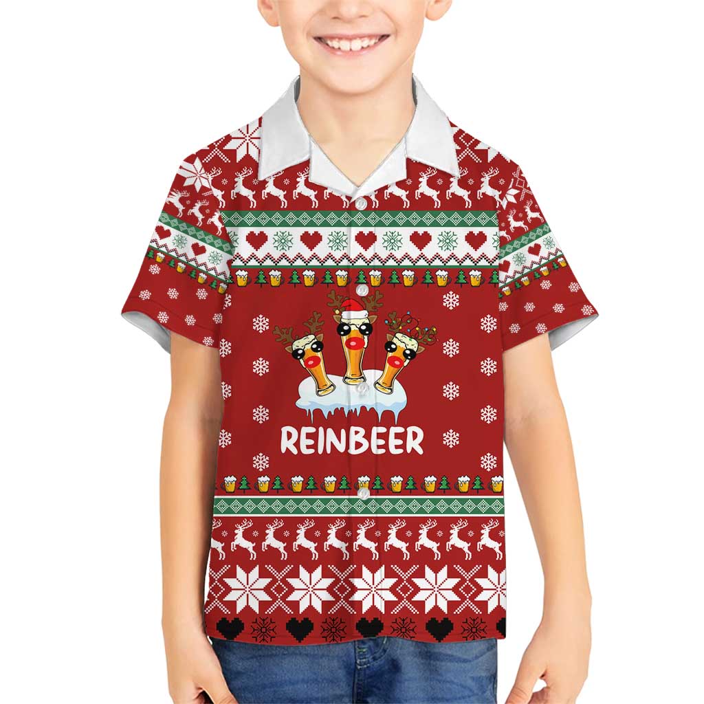 Funny Reindeer Reinbeer Christmas Family Matching Summer Maxi Dress and Hawaiian Shirt Xmas Holiday Patterns - Wonder Print Shop