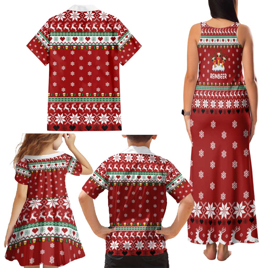 Funny Reindeer Reinbeer Christmas Family Matching Tank Maxi Dress and Hawaiian Shirt Xmas Holiday Patterns - Wonder Print Shop