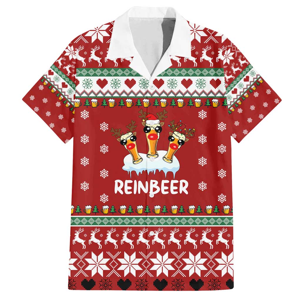 Funny Reindeer Reinbeer Christmas Family Matching Tank Maxi Dress and Hawaiian Shirt Xmas Holiday Patterns - Wonder Print Shop