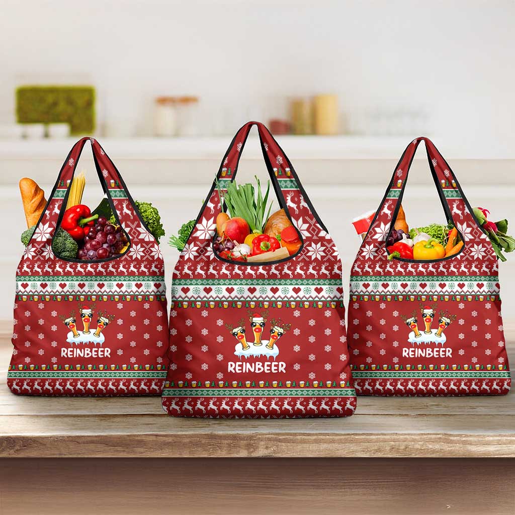Funny Reindeer Reinbeer Christmas Grocery Bag Xmas Holiday Patterns - Wonder Print Shop