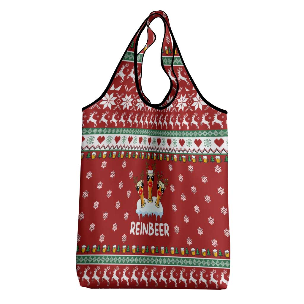 Funny Reindeer Reinbeer Christmas Grocery Bag Xmas Holiday Patterns - Wonder Print Shop