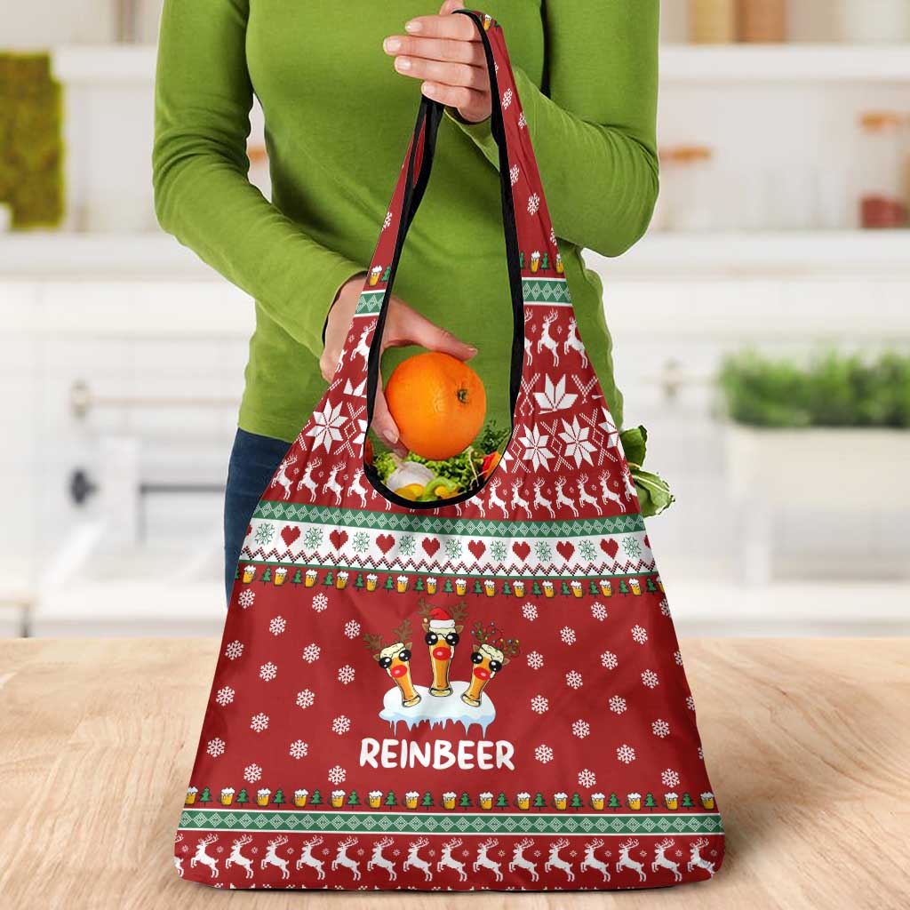 Funny Reindeer Reinbeer Christmas Grocery Bag Xmas Holiday Patterns - Wonder Print Shop