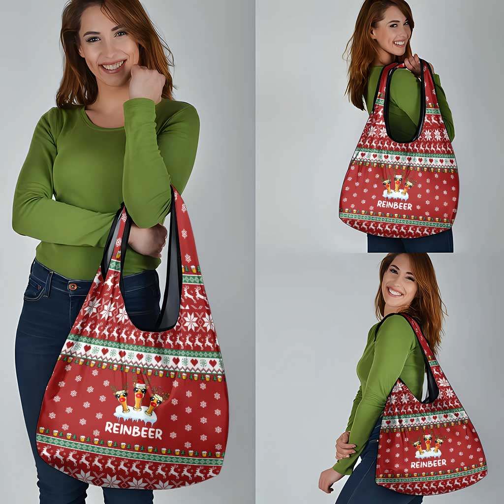 Funny Reindeer Reinbeer Christmas Grocery Bag Xmas Holiday Patterns - Wonder Print Shop