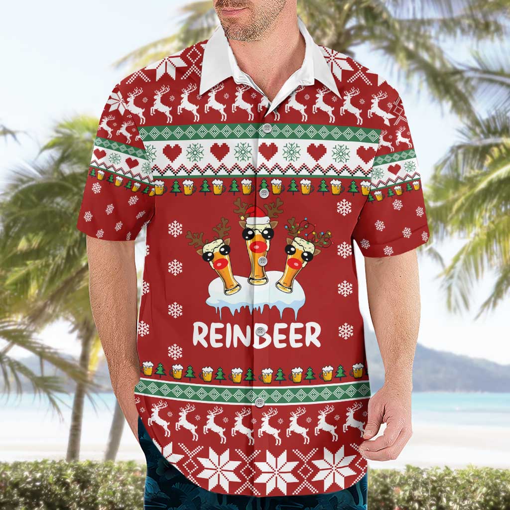 Funny Reindeer Reinbeer Christmas Hawaiian Shirt Xmas Holiday Patterns - Wonder Print Shop