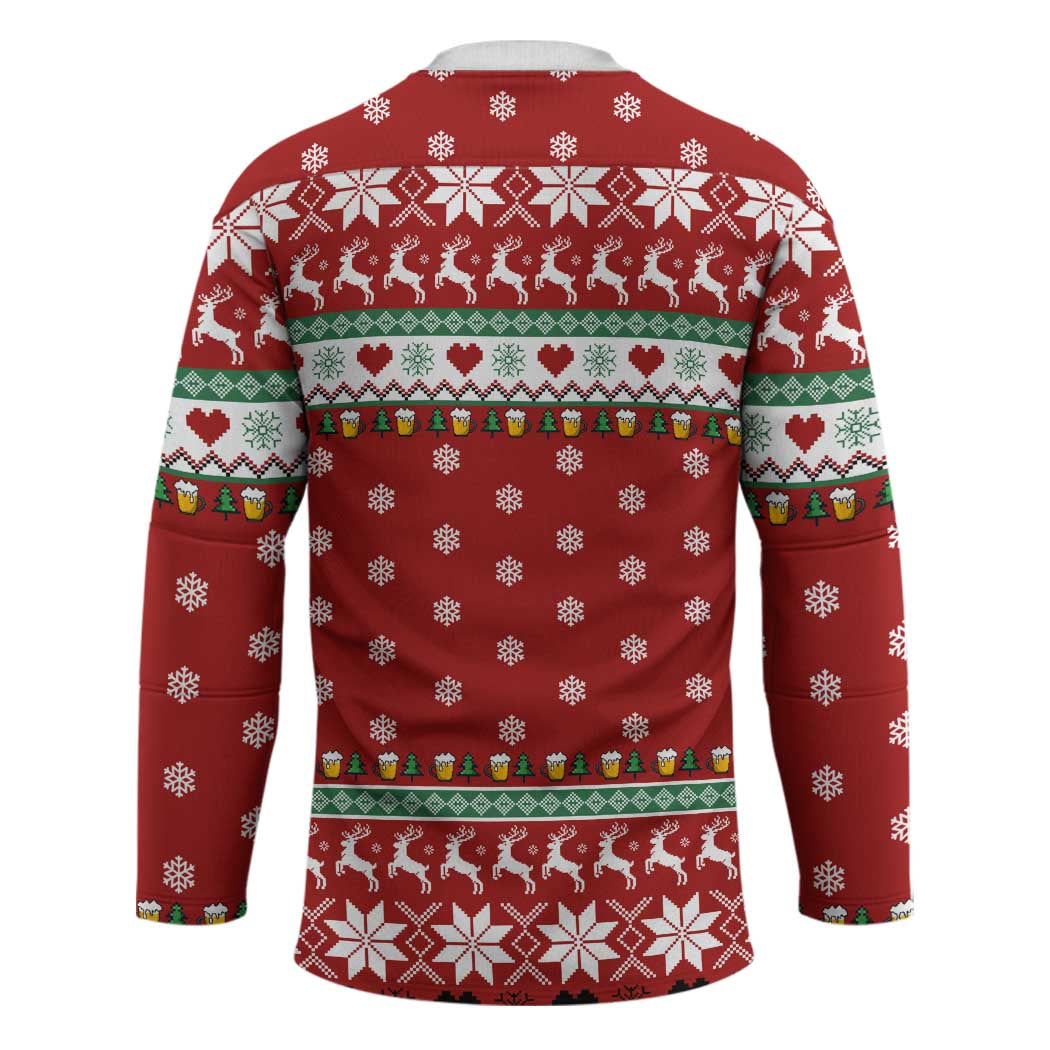 Funny Reindeer Reinbeer Christmas Hockey Jersey Xmas Holiday Patterns - Wonder Print Shop