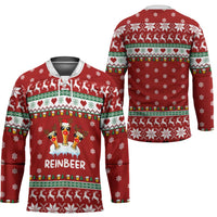Funny Reindeer Reinbeer Christmas Hockey Jersey Xmas Holiday Patterns - Wonder Print Shop