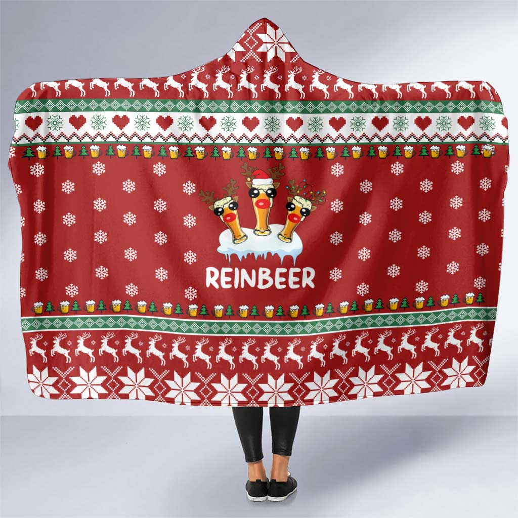 Funny Reindeer Reinbeer Christmas Hooded Blanket Xmas Holiday Patterns - Wonder Print Shop