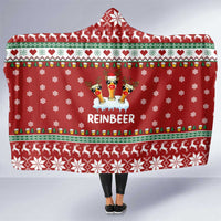 Funny Reindeer Reinbeer Christmas Hooded Blanket Xmas Holiday Patterns - Wonder Print Shop