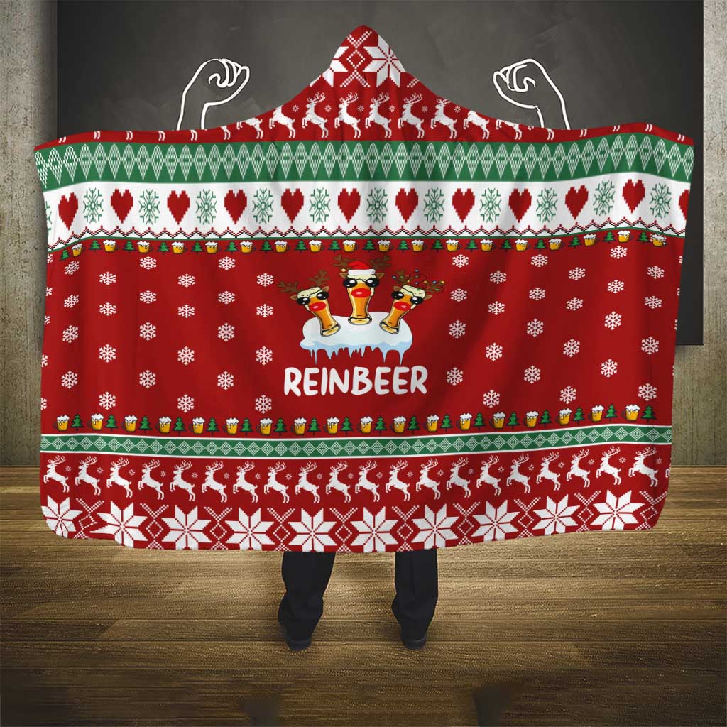 Funny Reindeer Reinbeer Christmas Hooded Blanket Xmas Holiday Patterns - Wonder Print Shop