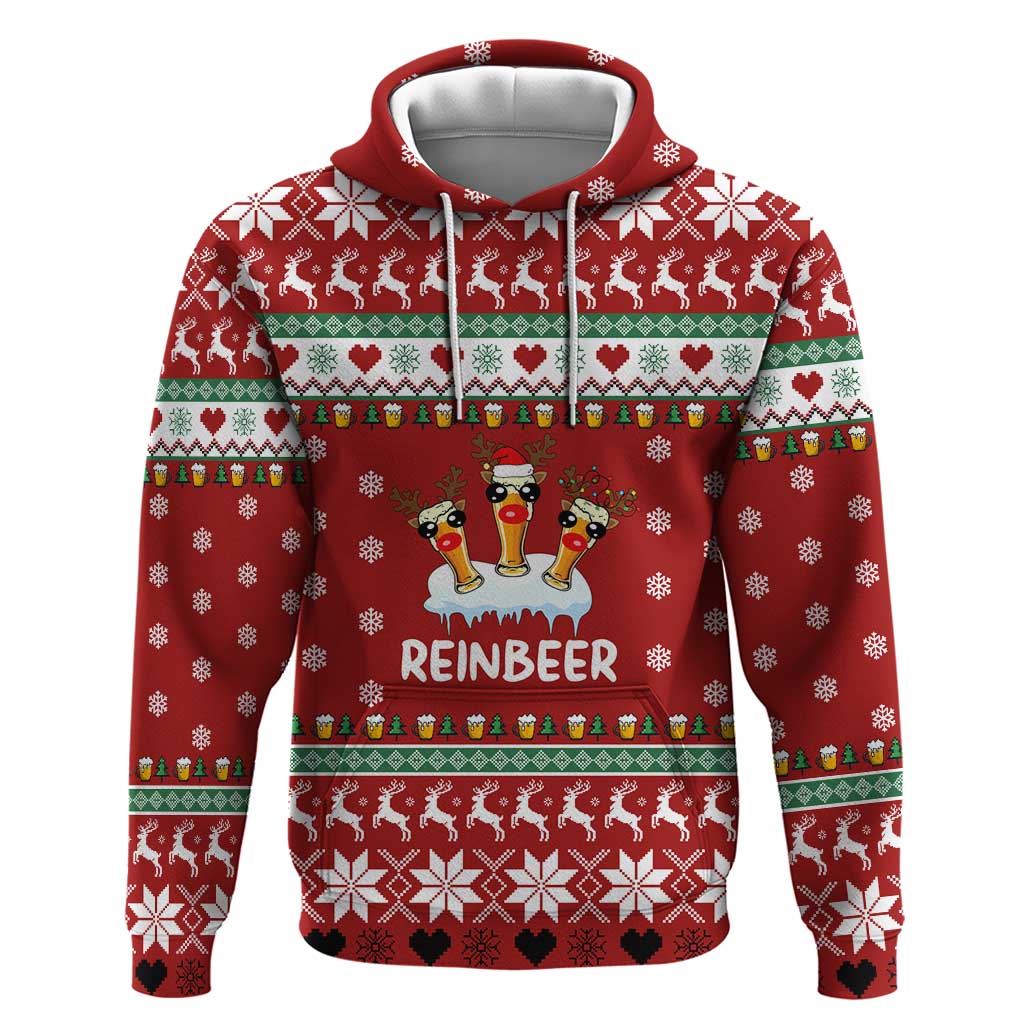 Funny Reindeer Reinbeer Christmas Hoodie Xmas Holiday Patterns - Wonder Print Shop