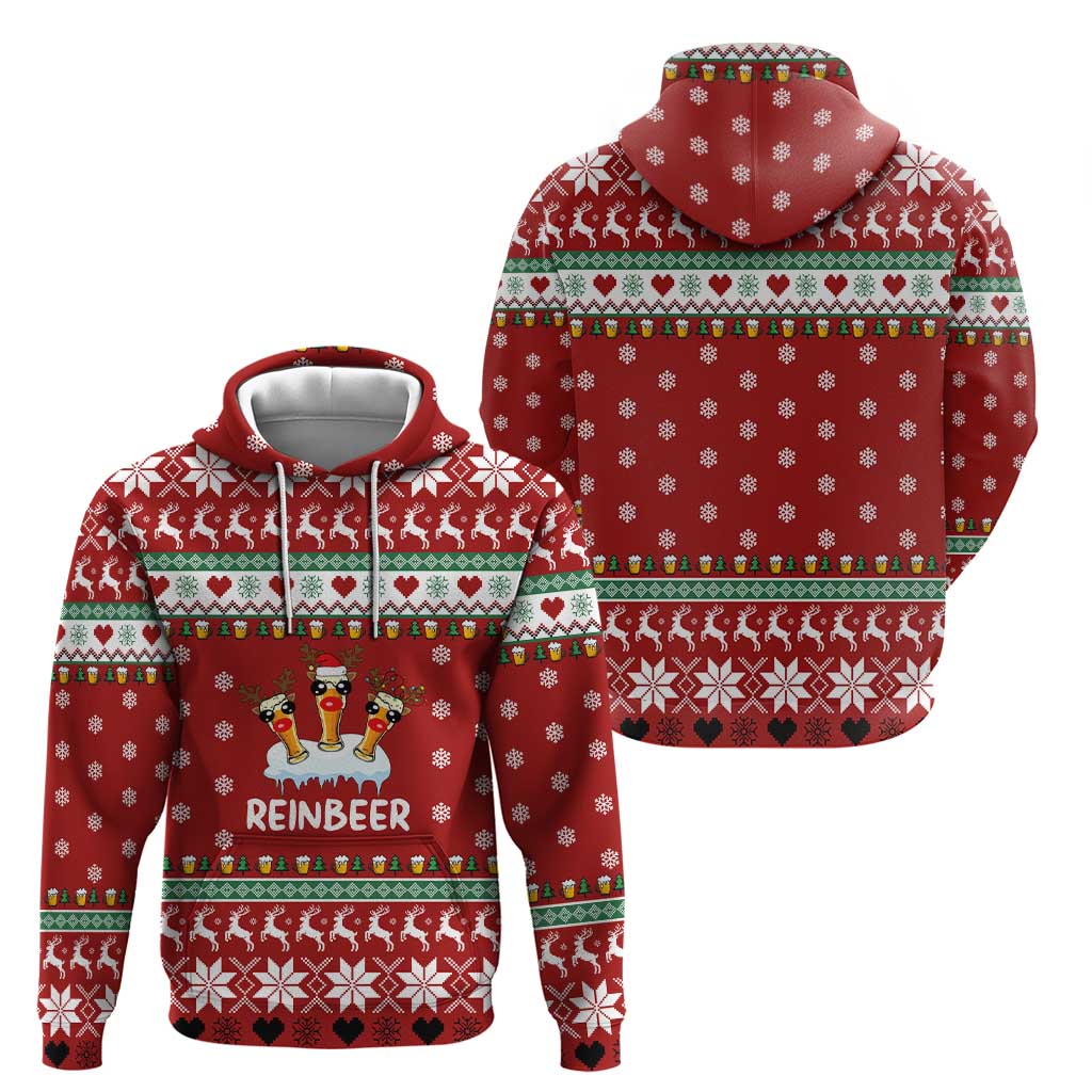Funny Reindeer Reinbeer Christmas Hoodie Xmas Holiday Patterns - Wonder Print Shop